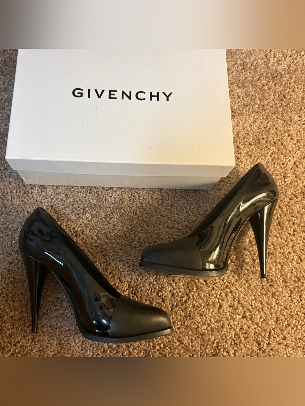Givenchy Black Patent Leather and Calfskin Cap-Toe Pumps Fall/Winter 2012 Line